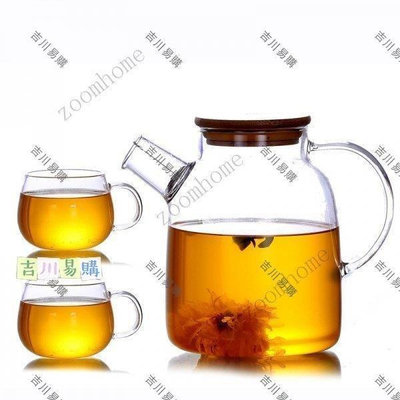 加厚玻璃壺 1L /1.8L大容量 耐熱茶壺 竹蓋玻璃茶壺 茶壺茶具組 紅茶綠茶 下午茶壺 透明玻璃 茶具套裝