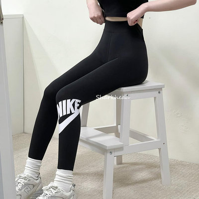 Nike NSW Logo 內搭褲 緊身褲 瑜珈褲 高腰 黑 黑白 CZ8529-010