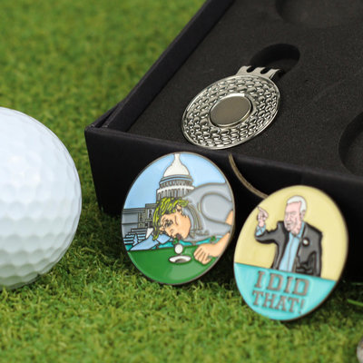 爆款高爾夫用品配件金屬錳鋼帽夾配球標馬克marker禮盒套裝