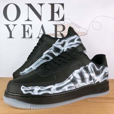 【正品】ONE YEAR_ Nike Air Force 1 Skeleton AF1 黑 萬聖節 骷髏 BQ7541-001潮鞋