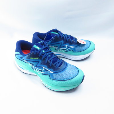 Mizuno WAVE RIDER 27 SSW 男慢跑鞋 4E楦 J1GC237601 藍綠【iSport愛運動】