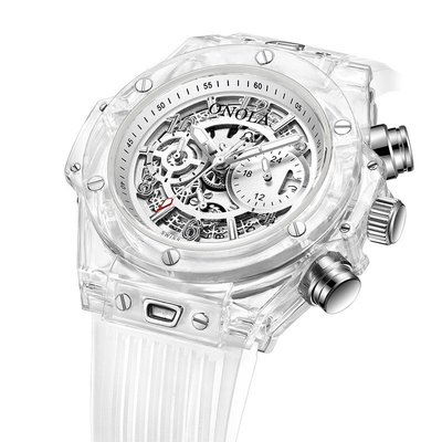 森尼3C-ONOLA6812跨境時尚透明錶殼矽膠材質錶帶設計多功能日常生活戶外運動休閒型防水性能男士手錶男-品質保證