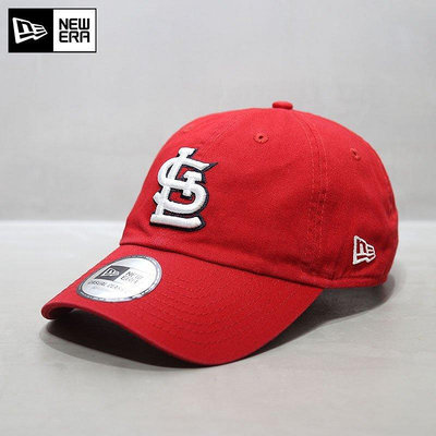 UU代購#NewEra鴨舌帽Casual Classic軟頂大標紅雀隊STL字母MLB棒球帽紅色