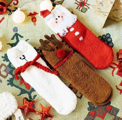 全新 聖誕襪禮盒(大人3雙入) 保暖珊瑚絨襪子 毛巾襪 聖誕立體襪 聖誕節禮盒 聖誕襪子 交換禮物