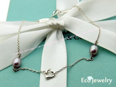 《Eco-jewelry》【Tiffany&amp;Co】 迷你open heart細珍珠手鍊 純銀925手鍊~專櫃真品已送洗