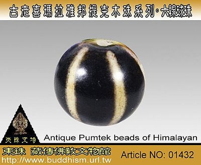 【東珠文物】 第一代喜瑪拉雅邦提克木天珠。 六線球珠款 。01432