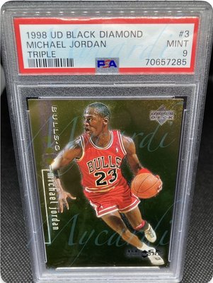 NBA 1998 BLACK DIAMOND MICHAEL JORDAN #3 TRIPLE PSA 9 籃球之神 麥可喬丹限量/1500鑑定卡