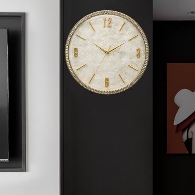 現代輕奢掛鐘純黃銅歐式表時尚簡約客廳北歐創意家用個性靜音時鐘掛鐘客廳超夯 正品 現貨
