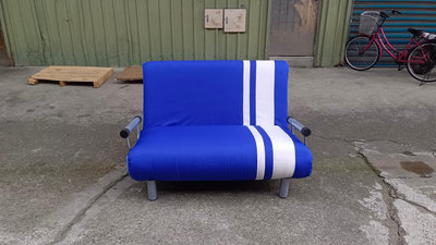 【安鑫】藍色多段布面單人床 摺疊床 看護床 便利床 折合床雙人座兩用布沙發床&amp;沙發椅摺疊躺椅【A2721】