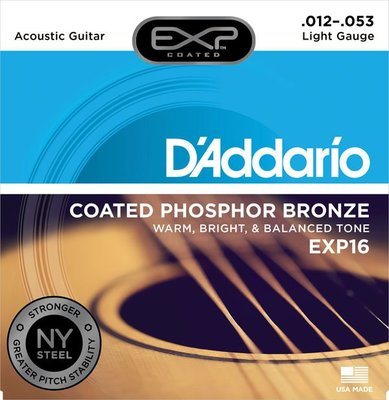 ♪♪學友樂器音響♪♪ D'Addario EXP16 磷青銅包覆民謠吉他弦 12-53 daddario
