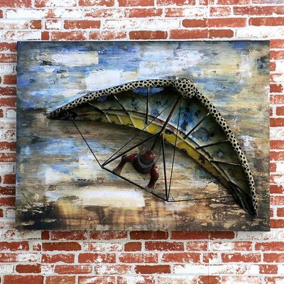 ART。DECO  美式哈雷摩托車滑翔傘老爺車鐵藝壁掛~loft 民宿 餐飲 居家 攝影