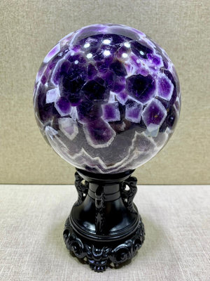 12號，紫水晶球擺件，大花紋、巴西夢幻紫晶，球直徑13.5厘1920 水晶 原石 擺件【玲瓏軒】