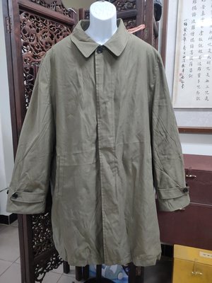 (九成五新)DKNY卡其綠羊毛混紡微鋪棉長大衣(XL(B925)