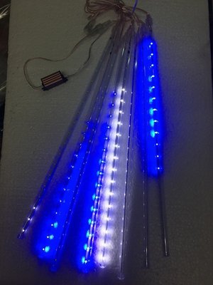 【綠市集】110V低電壓30cm 藍+白LED流星燈串 流星雨 迷你流星管 庭院 裝飾 流星雨 A0272