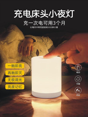 led床頭小夜燈停電備用應急燈起夜護眼喂奶臥室充電睡眠-萬貨鋪（可開統編）