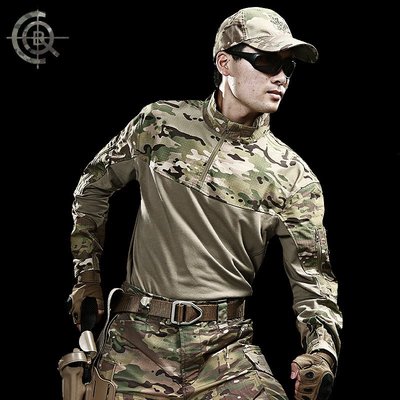 戰術服 cqb軍迷服飾長袖蛙服T恤COOLMAX速干作訓透氣迷彩蛙服CP迷彩上衣