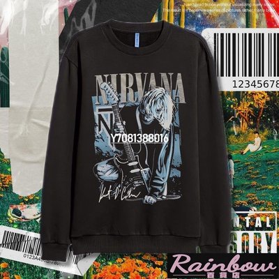 Psycho Crucify Kurt Cobain Nirvana 圓領毛衣帶毛衣外套黑色毛衣復古毛衣-Rainbow商店