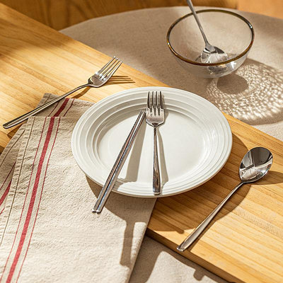 摩登主婦不銹鋼勺子叉子套裝餐具家用西餐湯匙高顏值兒童吃飯調羹