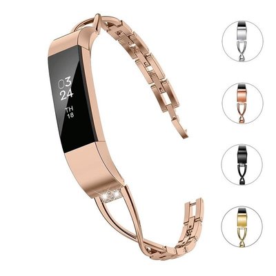 Fitbit Alta HR鑲鑽鋼帶 不銹鋼錶帶 Fitbit Alta X字形型珠寶鋼帶 水鑽不銹鋼手錶帶腕帶