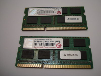 創見 Transcend DDR3 1333 4G 1.5V 記憶體 雙面顆粒 NB 筆電