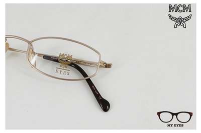 【My Eyes 瞳言瞳語】 MCM米高梅經典品牌 霧金色小框金屬眼鏡 鈦材質 高度數可配 斯文優雅風格 (029)