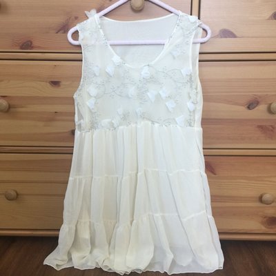Bear house ma4 立體花瓣樣式設計 層次無袖雪紡蛋糕裙洋裝