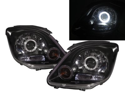 卡嗶車燈 Mitsubishi 三菱 Freeca 2004-2008   光導LED天使眼光圈魚眼 大燈 黑