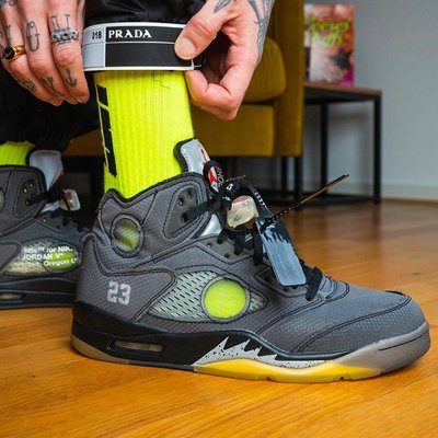 S.G Off-White X Air Jordan 5 Reteo SP 聯名黑蟬翼籃球鞋CT8480-001