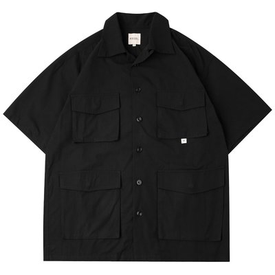 asusl SS22 4 POCKET CUBAN SHIRT - BLACK   4袋工裝短袖古巴襯衫 - 黑色