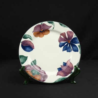 【古今拍賣D3】老件瓷盤，花卉手繪盤 SCL1350 CC,底款：未查