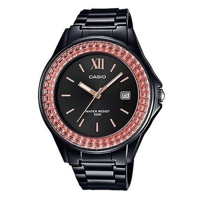 CASIO卡西歐漾橘鑽女王簡潔時尚風黑面指針日曆腕錶 型號：LX-500H-1E