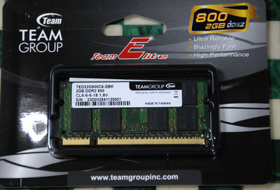 M15 TEAM十銓 2GB DDR2 800  TED22G800C6-SBK雙面顆粒 筆電專用記憶體