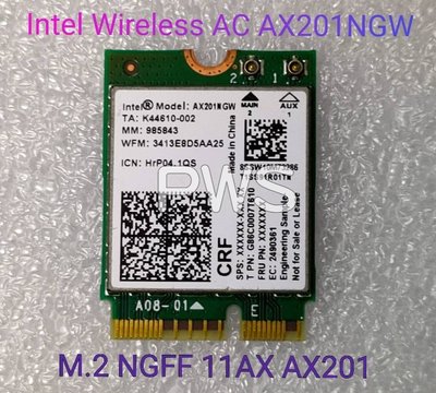 【筆電 Intel Wireless AC AX201NGW M.2 NGFF】藍芽 5.0 雙頻 11AX AX201