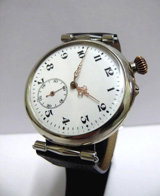絕版尤物 約1920 瑞士無名 SWISS 18石手上鍊懷錶 改款之男仕腕表