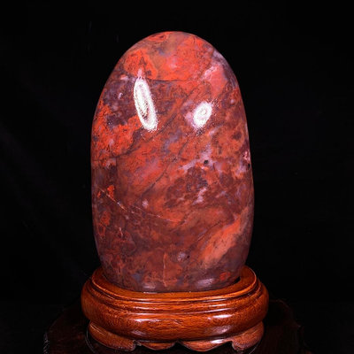 廣西雞血玉 天然原石打磨帶座高21×11.5×8厘米 重3.1公斤200552 奇石 擺件 原石【清雅齋】