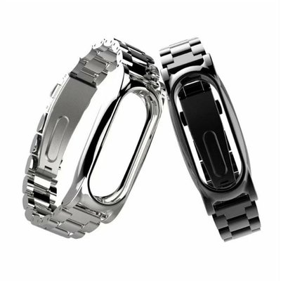 XIAOMI MI 適用於小米手環 3 4 5 6 7 miband 7/6/5/4/3 腕帶的不銹鋼腕帶腕帶