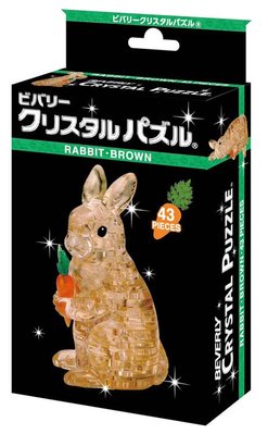 50234 3D立體塑膠透明水晶32片日本進口拼圖 水晶兔子 紅蘿蔔 咖啡