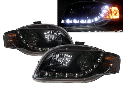 卡嗶車燈 AUDI 奧迪 A4S4RS4 B7 8E/8H 05-09 魚眼 LED R8款 V2 大燈 黑色