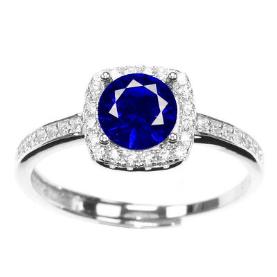 戒指坦桑藍寶石戒指女皇家藍1克拉彩寶925純銀不掉色設計感開口