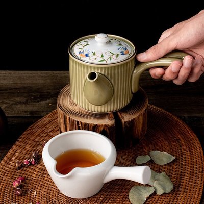 現貨熱銷-波佐見燒泡茶壺 日式茶具家用側把壺日本進口一誠手工陶瓷單茶壺茶壺單壺