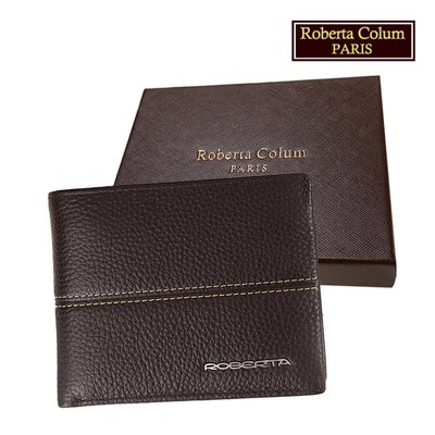 【Roberta Colum】諾貝達 男用專櫃皮夾 進口軟牛皮短夾(25004-2咖啡色)【威奇包仔通】