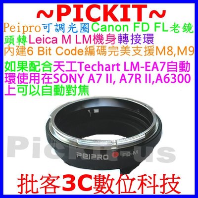 Peipro 6 Bit內建編碼可調光圈 CANON FD FL老鏡頭轉Leica M LM機身轉接環FL-M FL-M
