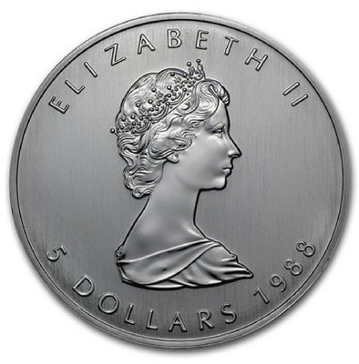 加拿大 1988 楓葉銀幣 1 盎司 首發年份 31.1 克