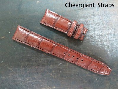萬國錶圓弧型錶耳墊厚的鱷魚皮手工錶帶 IWC curved lug end padded crocodile strap