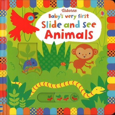 ＊小貝比的家＊BABY'S VERY FIRST SLIDE-AND-SEE ANIMAL BOOK /硬頁推推書