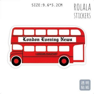 【Q125】透明單張PVC防水貼紙 倫敦巴士貼紙 紅色公車貼紙 雙層汽車貼紙 吉他貼紙《同價位買4送1》ROLALA