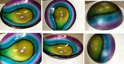 FUO衛浴:42x42公分 琉璃工藝 藝術強化玻璃碗公盆 (09110) 現貨一組!