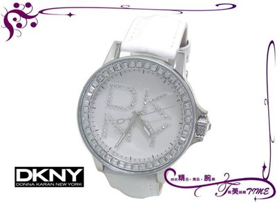 DKNY ＆ NY4788 亮鑽光環大錶面時尚潮流腕錶 (白_皮帶) ＊ 腕美錶情_全新正品