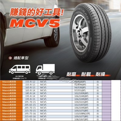 桃園 小李輪胎 MAXXIS 瑪吉斯 MCV5 195-70-15C 貨車胎 載重胎 全規格 特價供應 歡迎詢問詢價