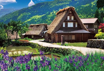 日本正版拼圖 風景 日本世界遺產 五箇山 合掌村 1000片迷你絕版拼圖 M71-855